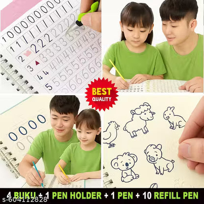 Sank Magic Practice Copybook, (4 BOOK + 10 REFILL+ 1 Pen +1 Grip)