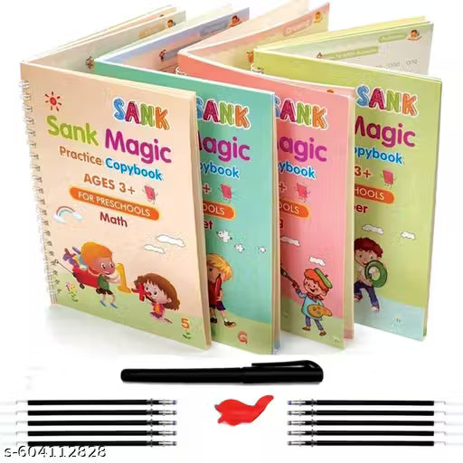 Sank Magic Practice Copybook, (4 BOOK + 10 REFILL+ 1 Pen +1 Grip)